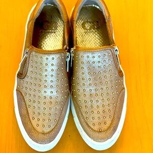 GIANNI BINI LEATHER STUDDED, SLIP ON SNEAKERS SHOES